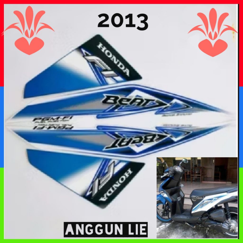 Striping Sticker Lis Body Polet Beat Tahun 2013 Warna Biru Putih