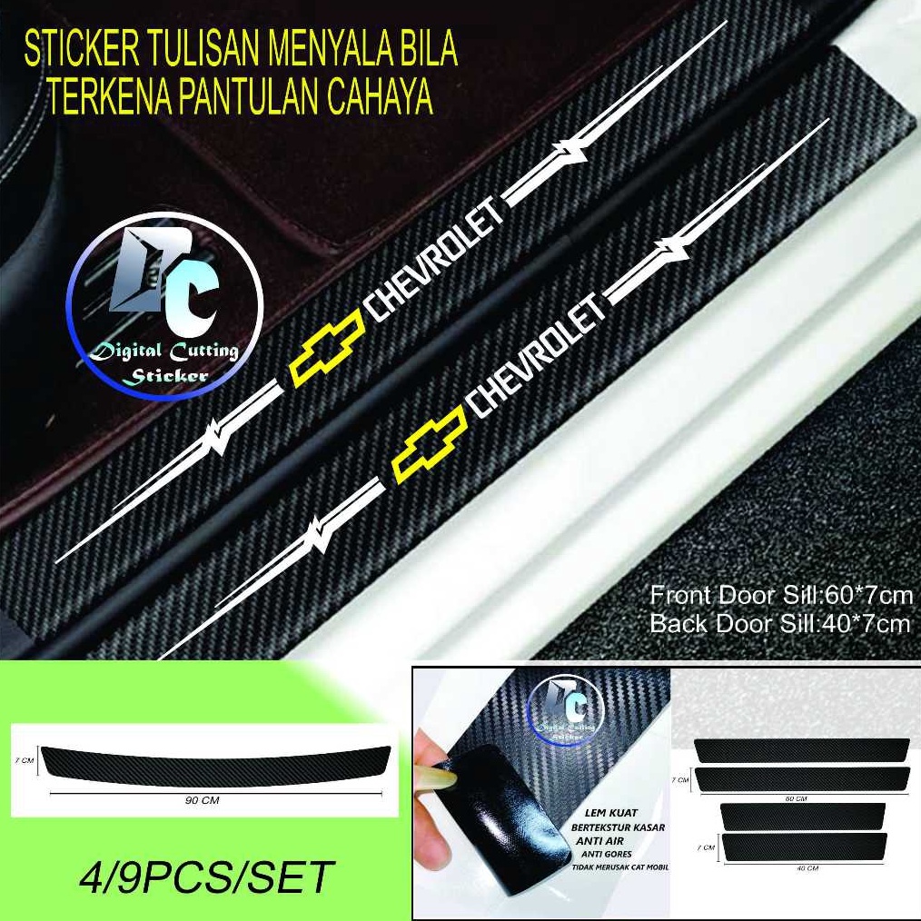 KODE T83Z 49 Pcs Stiker Pelindung Pintu Mobil Chevrolet 3D Door Sill Plate Guard Spin Captiva Trailb