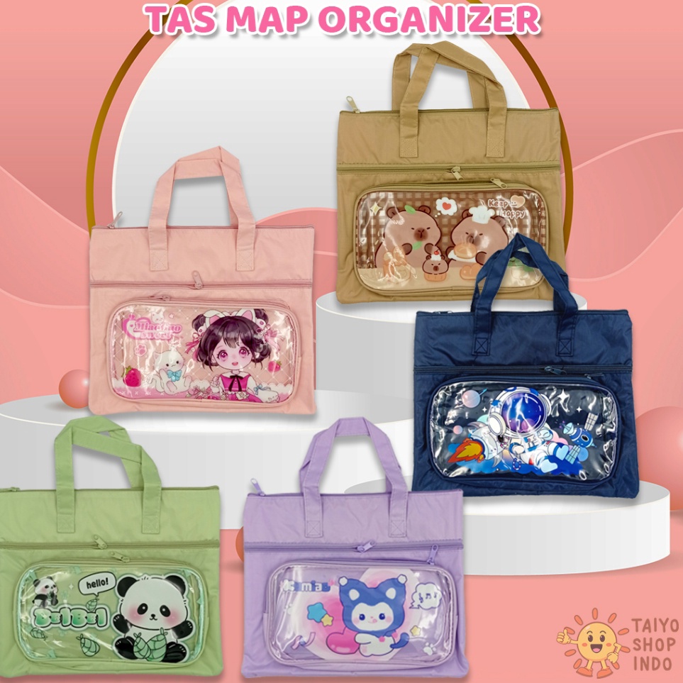 

KODE F63O TAIYO Tas Map Organiser Waterproof File Buku Berkas Les Kursus Sekolah Lucu Motif Kartun