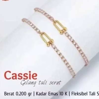 Gelang Tali Serut Rose Gold Mata Putih Emas Cassie 0,2gram Semar Ismoyo J5