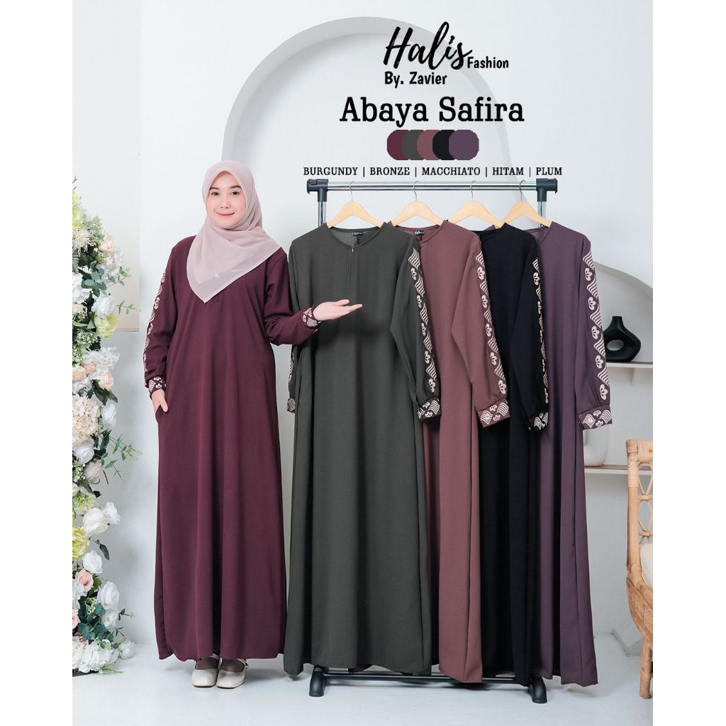 SAFIRA FATIMAH Abaya Bordir Bahan Sabrina ORI by Halis Fashion// Abaya Bordir Ory Halis// Gamis Bord
