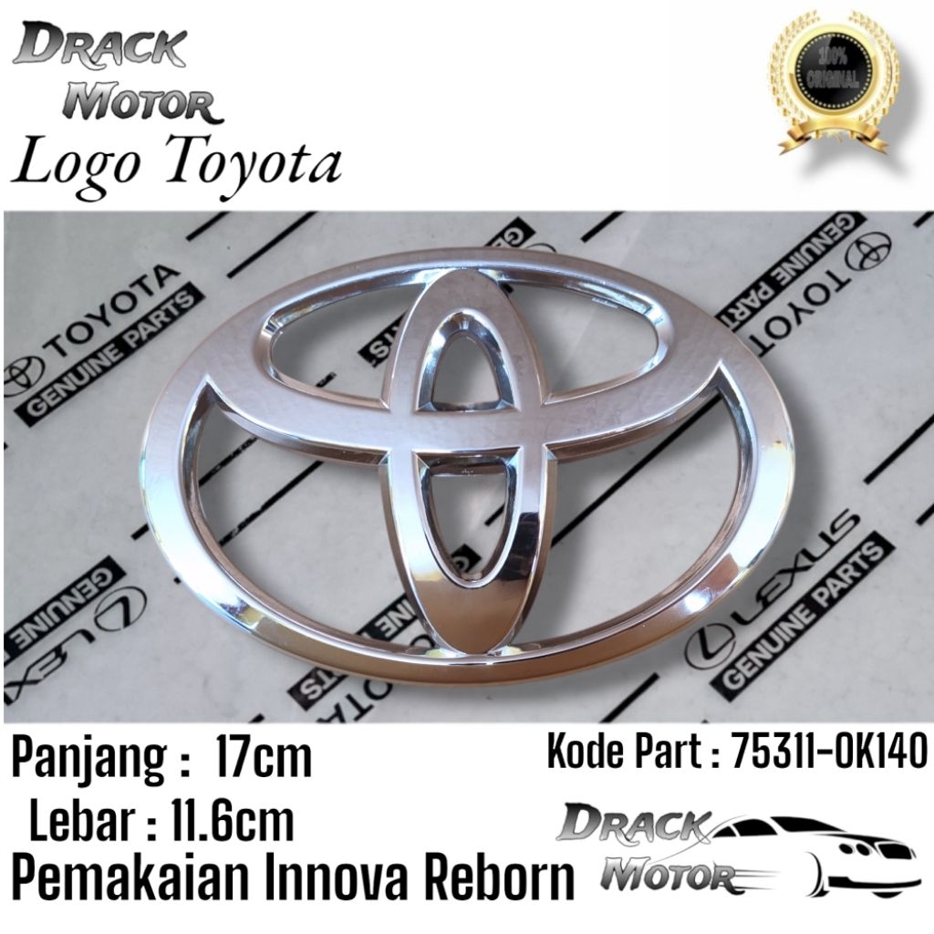 Logo Grill Depan Toyota Innova Reborn Chrome Original // Logo Toyota Innova Reborn Chrome Original G