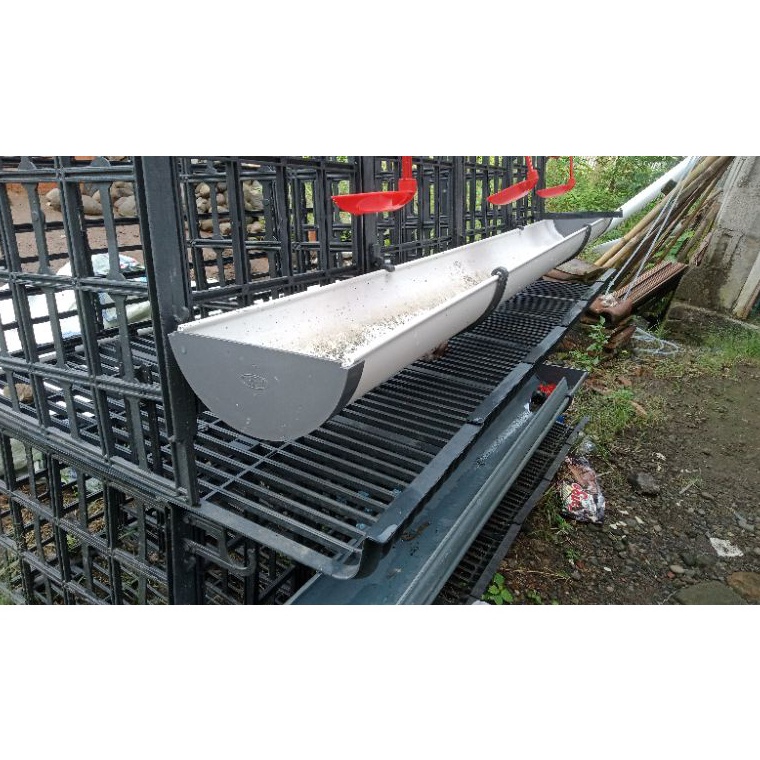 KODE M45R Talang pakan PVC 6 inch 2 meter  2 tutup