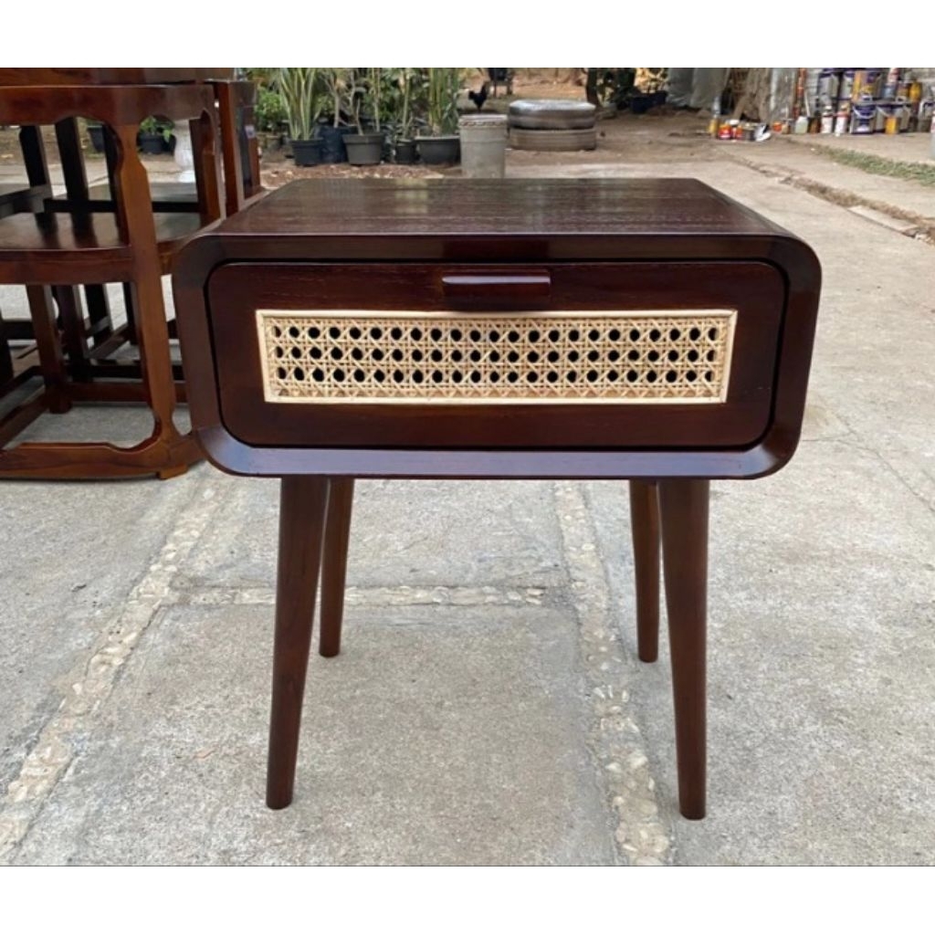 Nakas Minimalis Rotan Kayu Jati Nakas Retro Rotan Kayu Jati