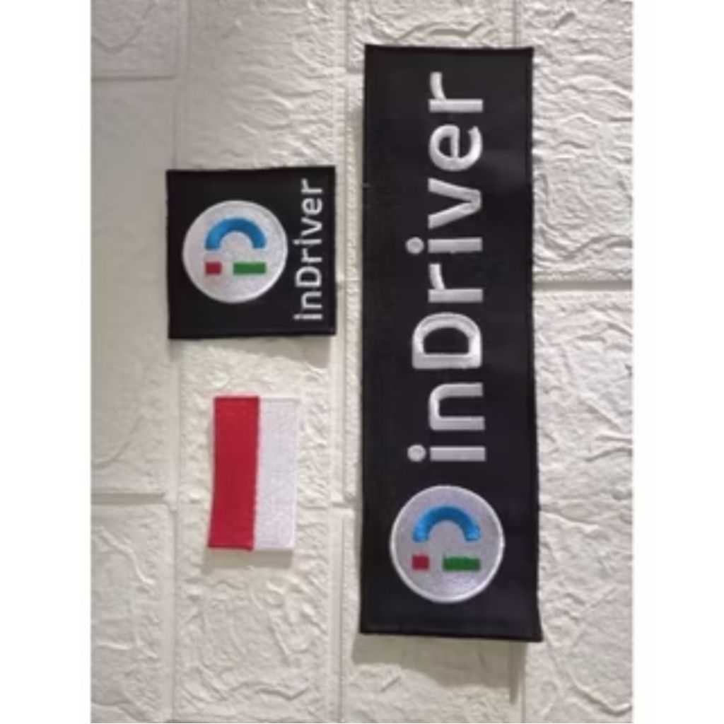 Emblem InDriver Paket Lengkap Dasar HItam Logo INDRIVER Bordir KOMPUTER