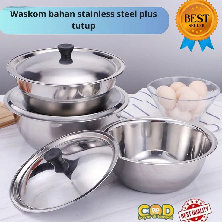 BISA COD Promo Baskom stainless set Mangkok Bertutup stainless impor murah panci wadah saji praktis 