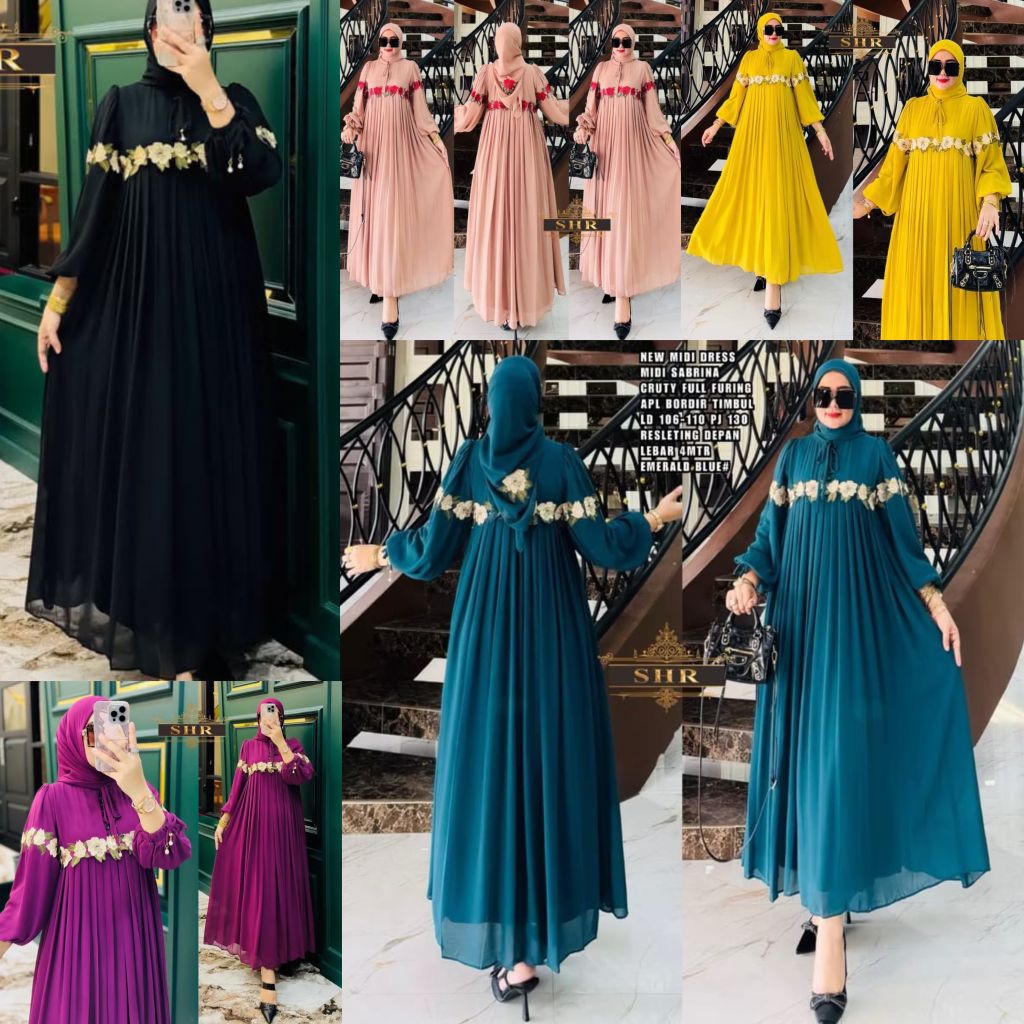 READY MIDI BORDIR BUNGA 100% ORI SHR