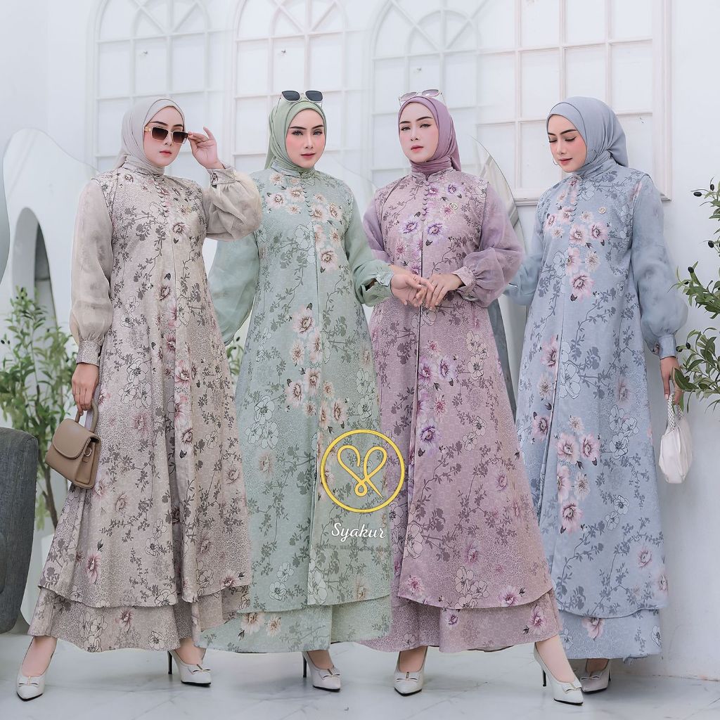 SYAKUR TERBARU / GAMIS MOTIF BY SYAKUR COLLECTION ORIGINAL / GAMIS SET OUTER KEKINIAN