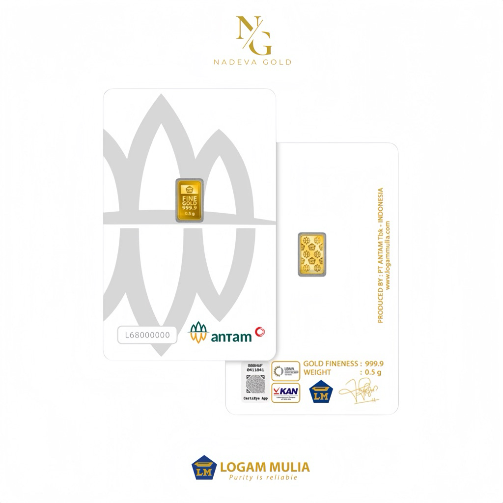 Emas logam Mulia Antam certy 0,5 gram/gr RM 2021/2022 original murah