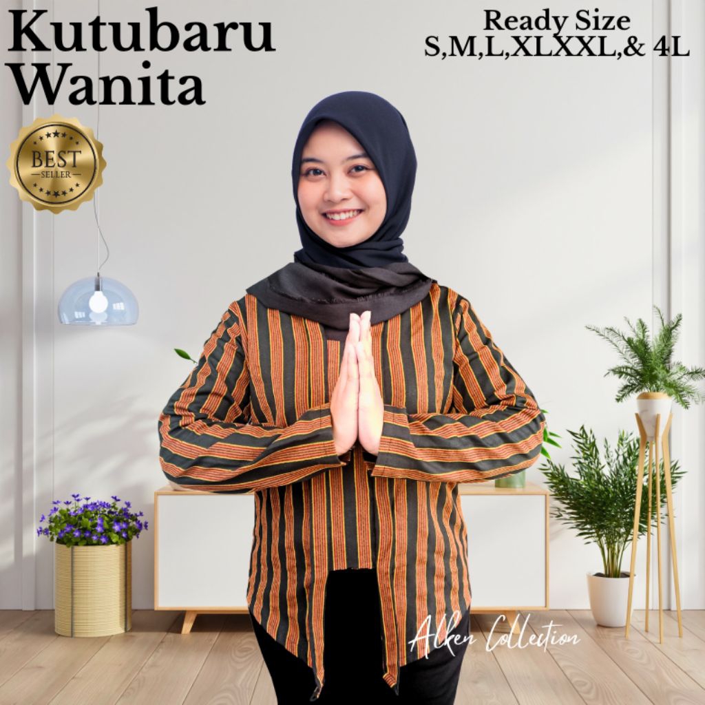 Ready Siap Kirim Baju Adat Jawa Lurik Kutubaru Wanita Dewasa Oversize S-4L Jumbo Baju Lurik Wanita K