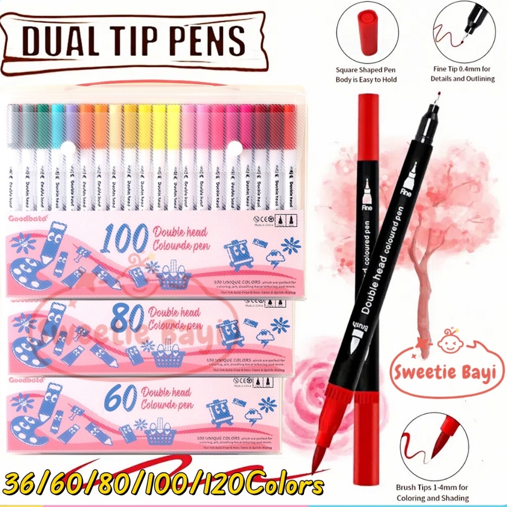 

KODE F43X SweetieBayiGoodbata 3668112 Spidol Warna Set Spidol Brush Pen 2 Tips Spidol Set Marker Drawing Pen