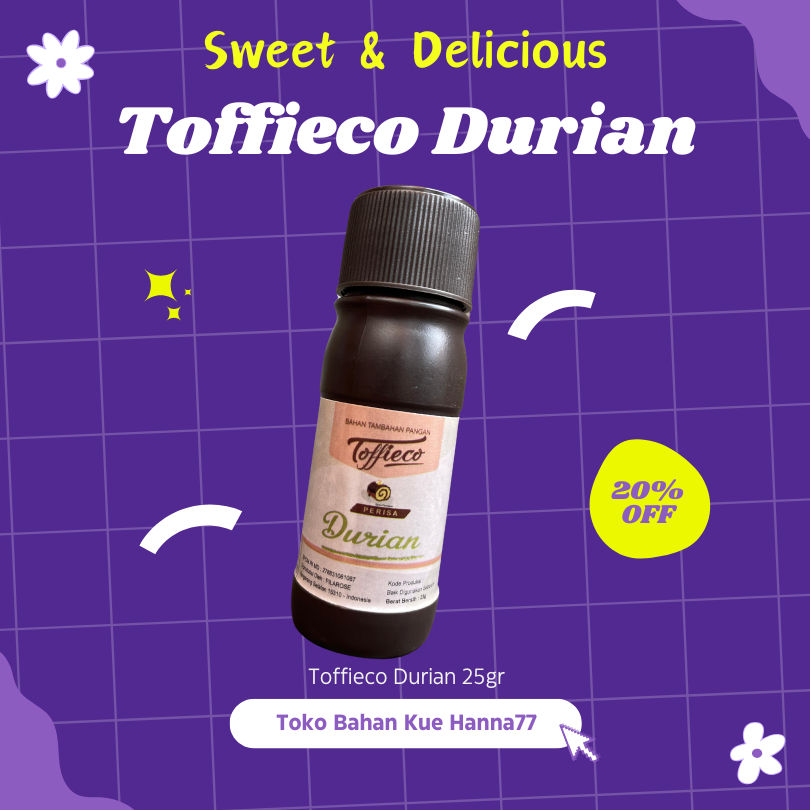 

Toko Bahan Kue Hannna77 - Toffieco Perisa Durian 25ml - Essence Rasa Durian untuk Kue dan Makanan
