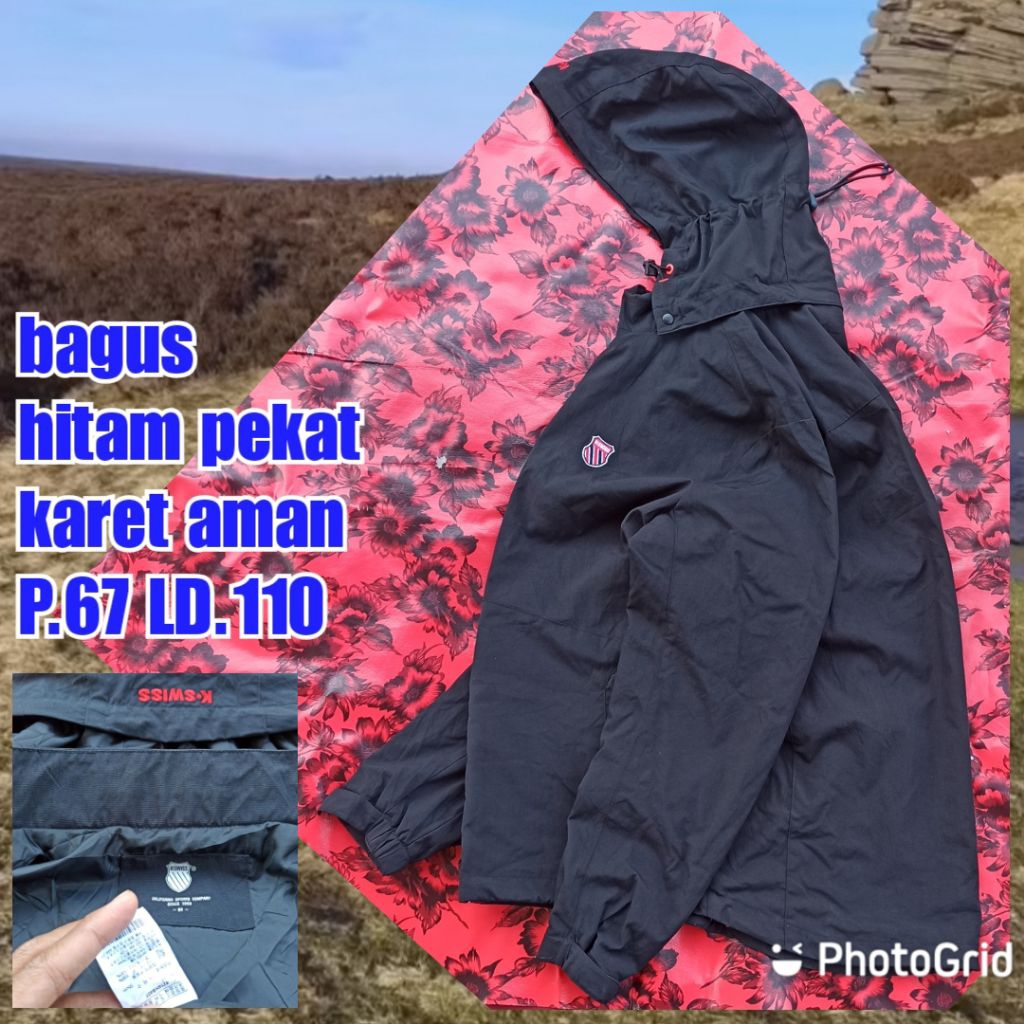 jaket gunung outdoor gorpcore hitam k Swiss