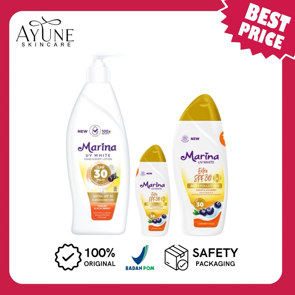 SPF 30 Marina UV White Extra SPF30 350ml Pump 185ml 92ml Body Lotion Halal