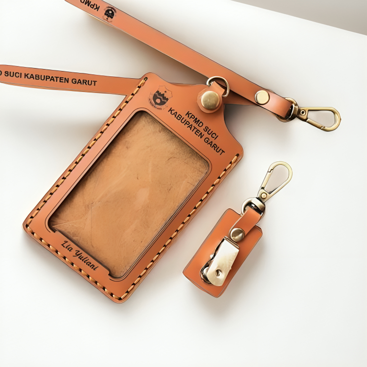 

Lanyard Holder Card Kulit Asli – Free Custom Logo Perusahaan Instansi – Elegan & Profesional