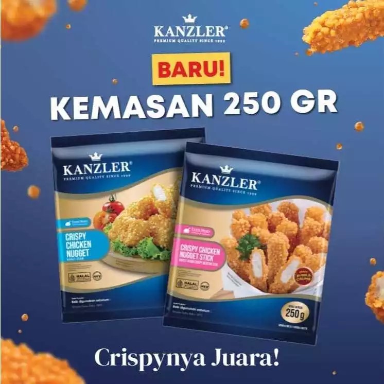 

Kanzler Crispy Chicken Nugget 250gr / Kanzler Crispy Chicken Nugget Stick / Nugget Crispy Kanzler
