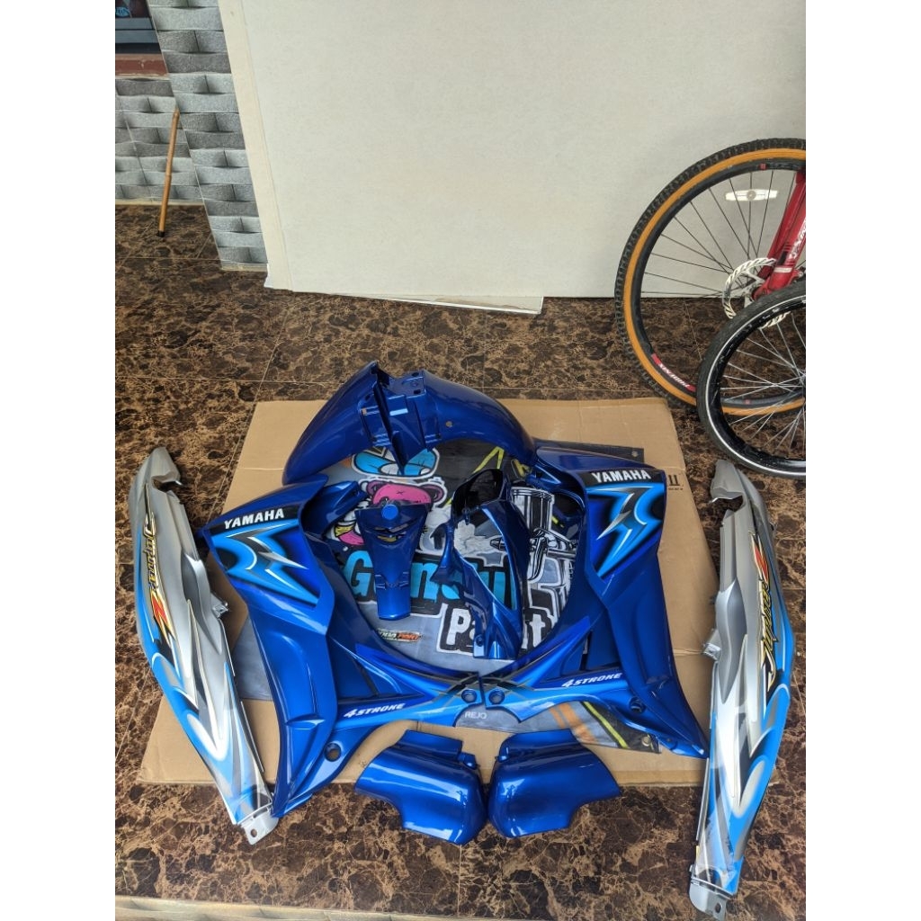 Cover body fullset halus Jupiter z new burhan biru silver