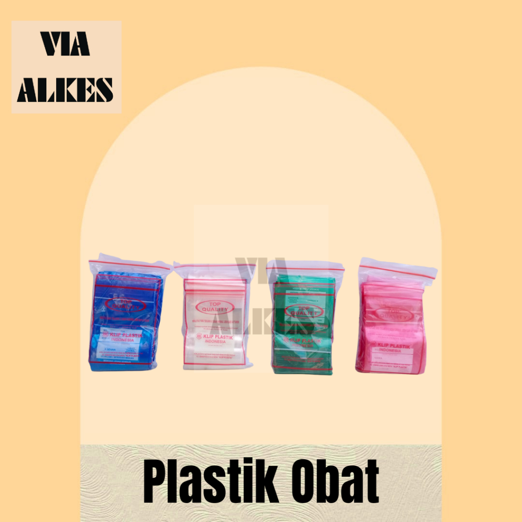 Plastik Obat 8x5/10x7/13x8,7/15x10 Plastik Klip Obat Warna Biru, Bening, Hijau & Warna Merah Isi 100
