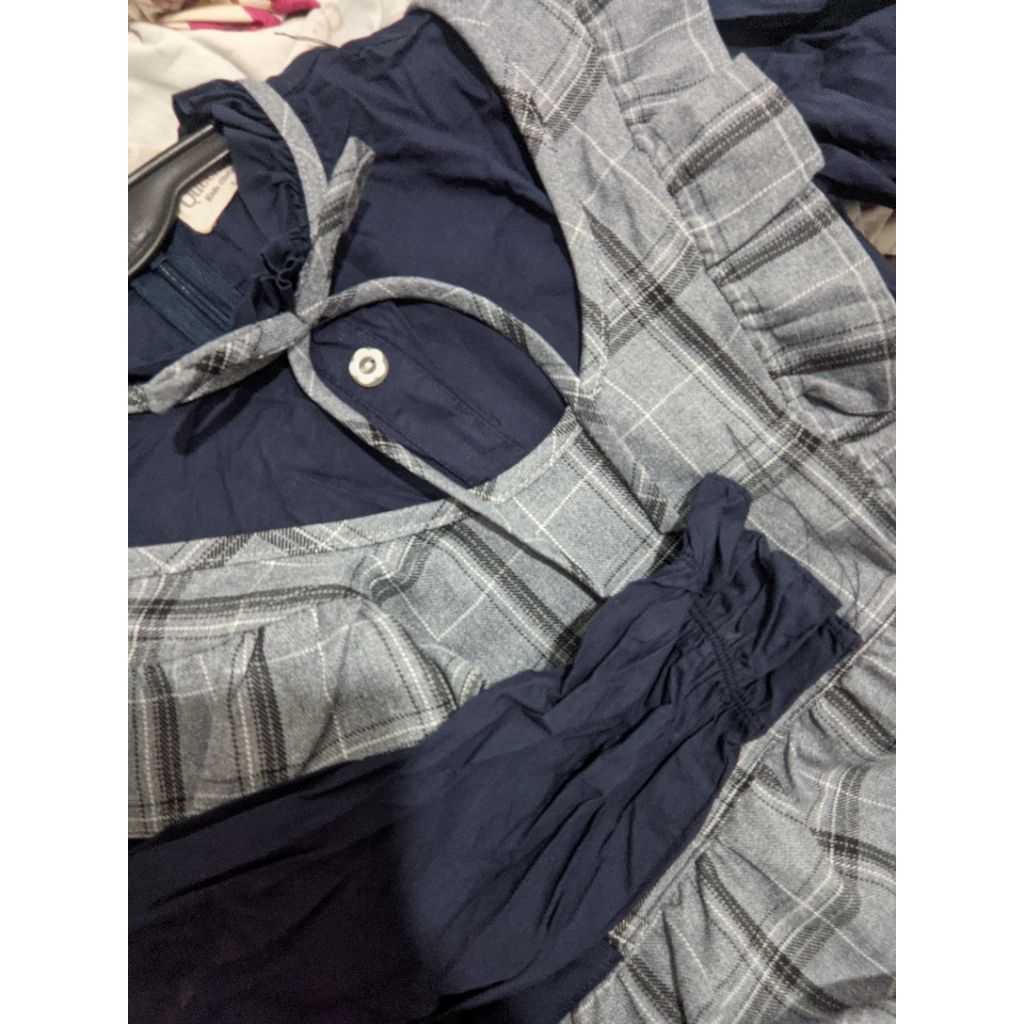 preloved overall kotak kotak pendek anak perempuan