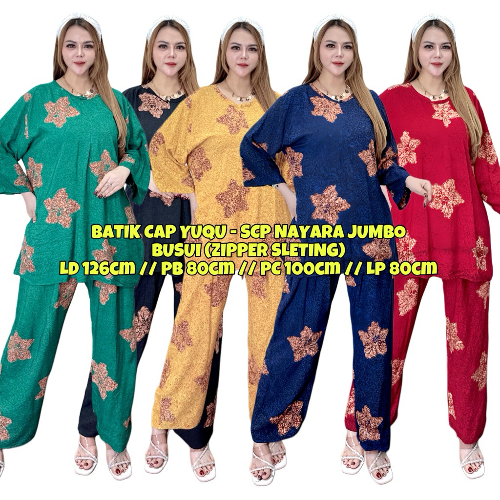 JMB002 l SETELAN CELANA PANJANG SUPER JUMBO BATIK CAP PEKALONGAN LD 130cm