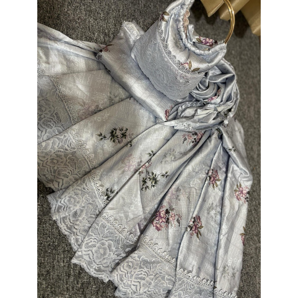 [BEST SELLER] MUKENA ARMANI SILK MOTIF 2in1 PREMIUM TRAVELLING 2in1 set praying big size full renda 