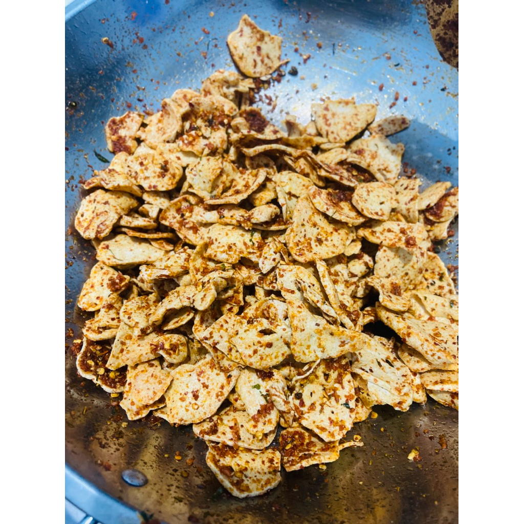 

Basreng kriuk pedas daun jeruk, original garlic 500gr