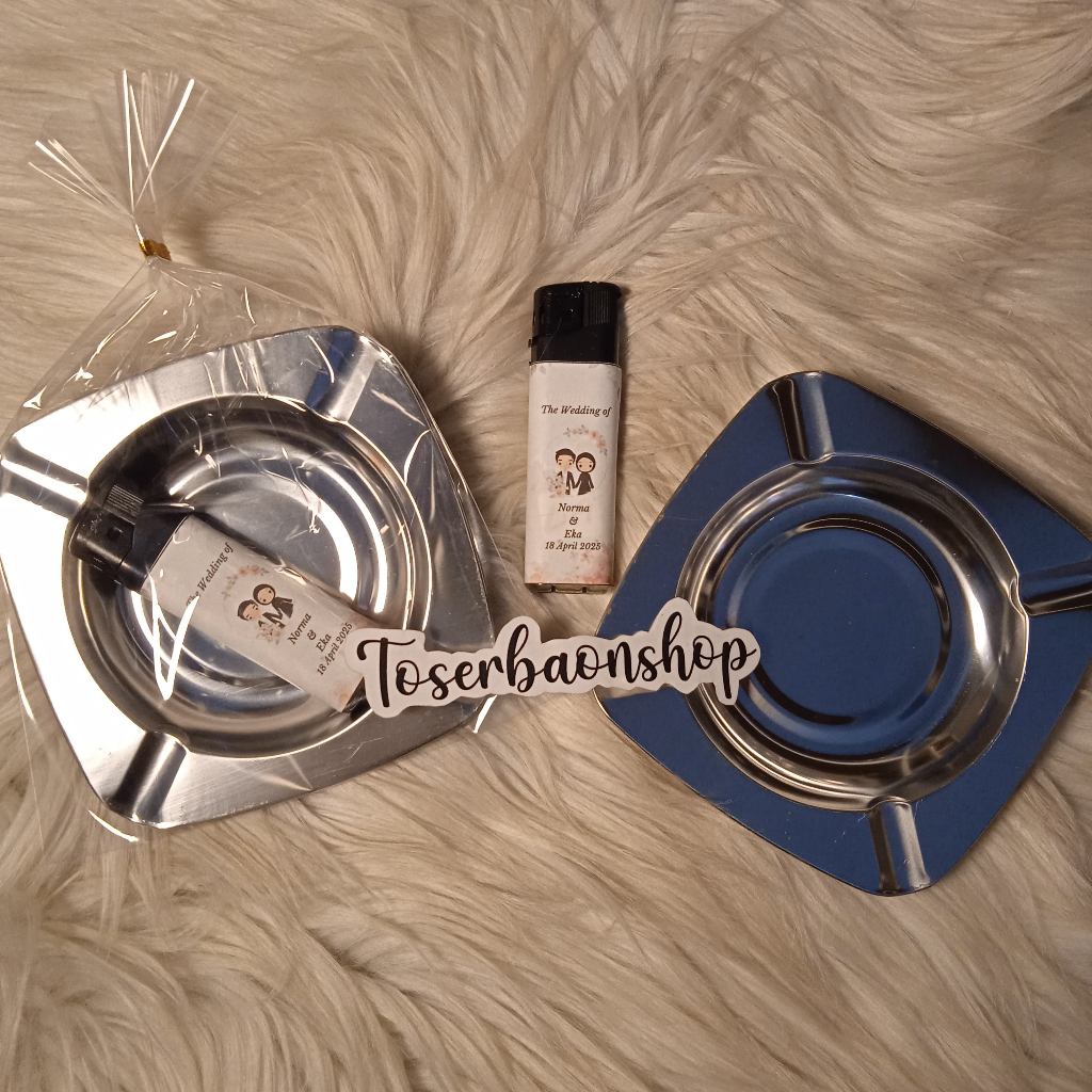 50pcs Souvenir asbak stainless dan korek custom cover