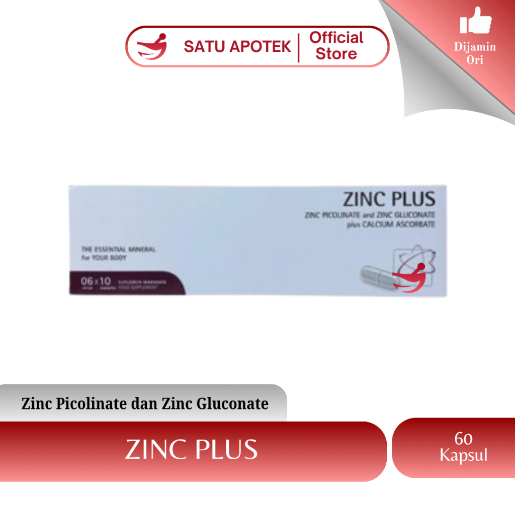 ZINC PLUS 1BOX/60TABLET | ZINC PICOLINATE-ZINC GLUCONATE-CALCIUM ASCORBATE | SUPLEMEN KESEHATAN