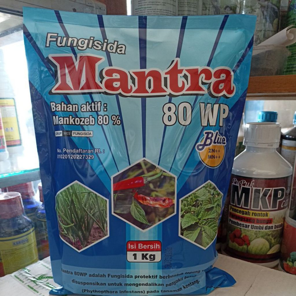 fungisida MANTRA bahan aktif mancozeb 80wp mancozeb biru + ZN dan MN
