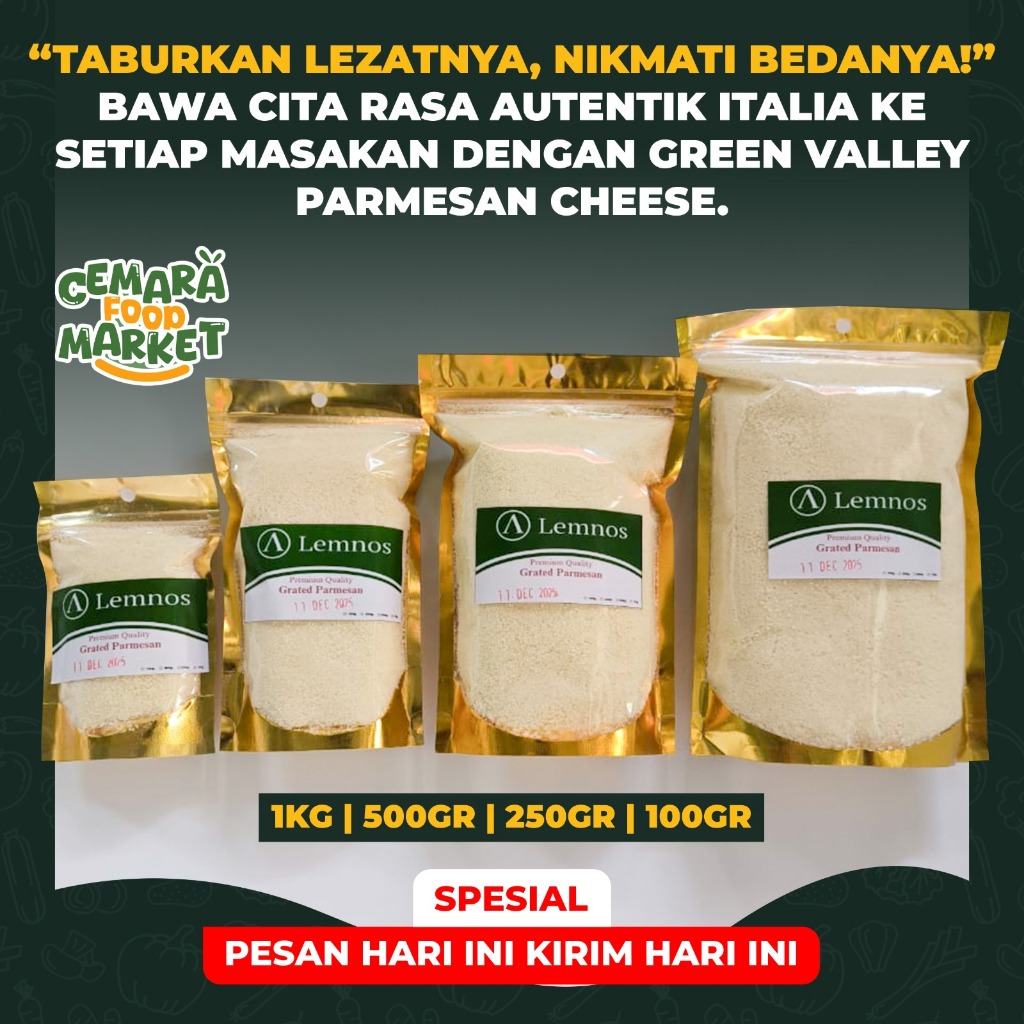 

Lemnos Parmesan Cheese 500 gr / Grated Parmesan / Parmesan Parut / Parmesan Australia/Parmesan Bubuk