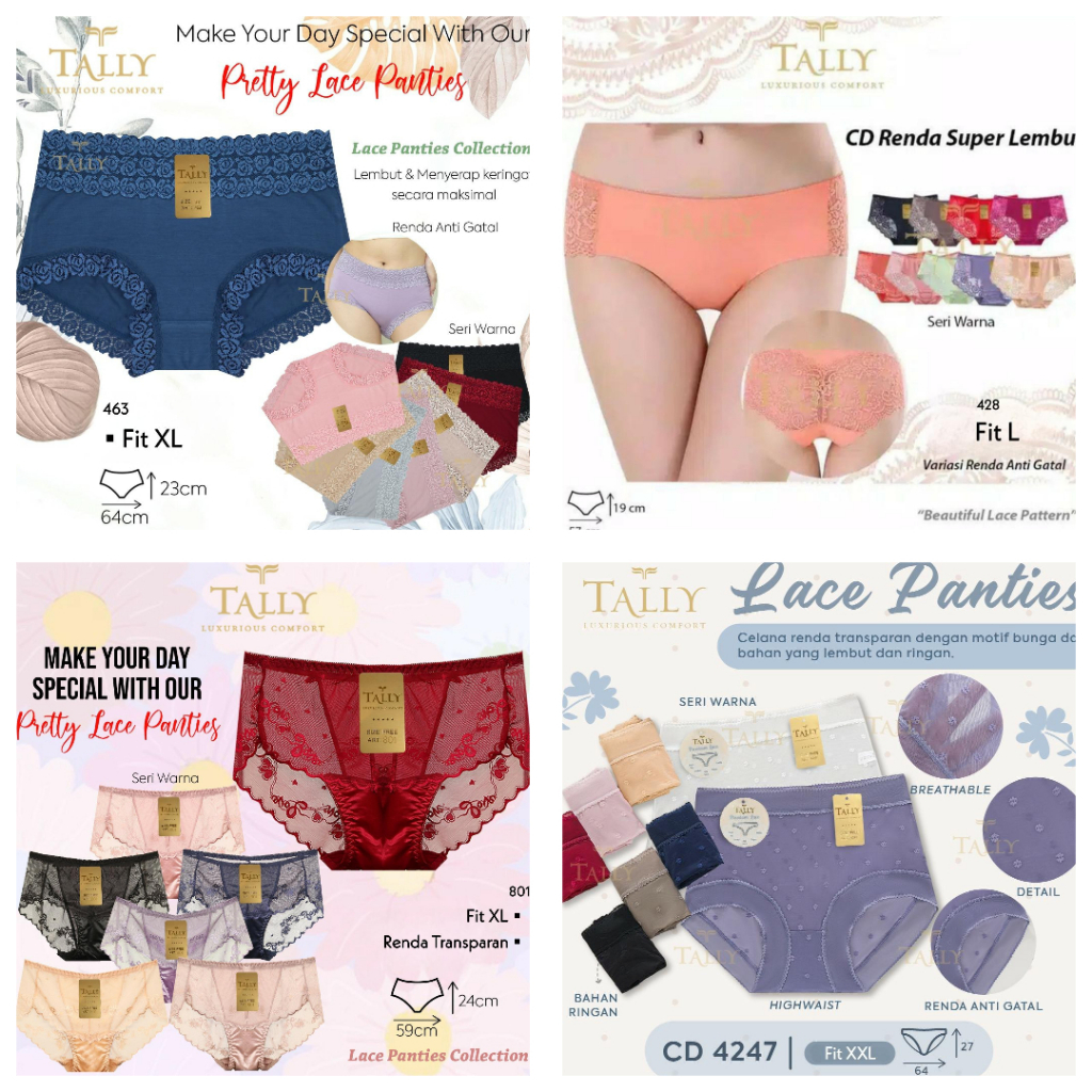 RVC75 - TALLY Celana Dalam Wanita Transparan Lace Panties CD Cewek Renda Sexy Underwear Import Murah