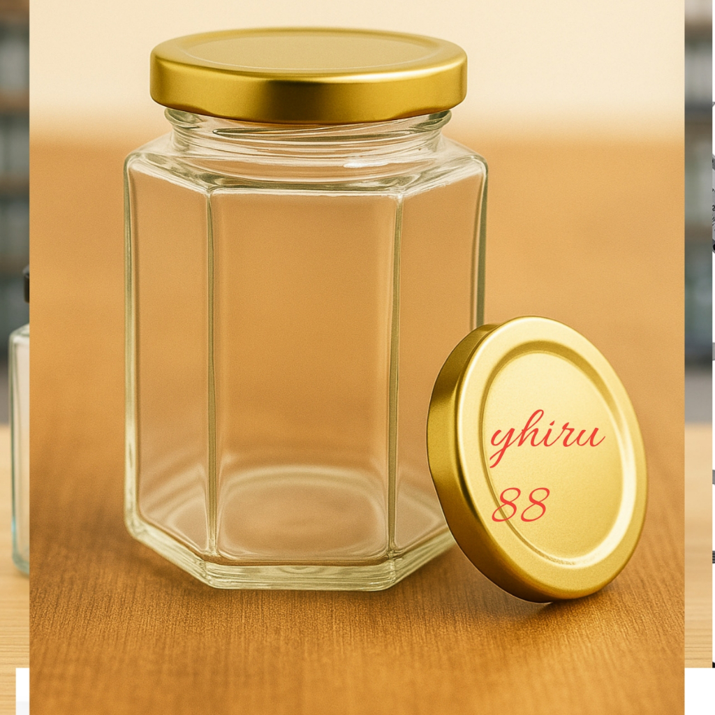 (6 enam )  300ml  Botol Kaca Segienam Haxegonal 3000ml / BOTOL HEXAGONAL 300ML