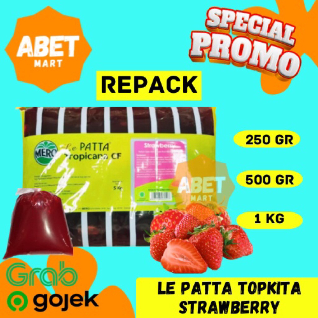

Mero Lepatta Topkita CF Selai Strawberry Repack 250Gr 500Gr 1Kg - Stroberi Le Patta Merah Pak Dus Pcs