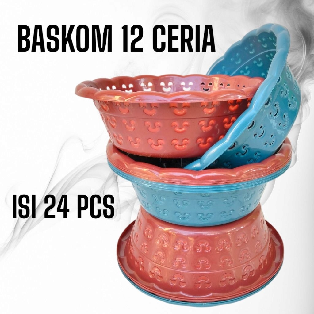 ( Isi 24 Pcs ) Baskom Plastik Ceria Ukuran 12 / Waskom Hajatan / Baskom Lusinan / ember plastik