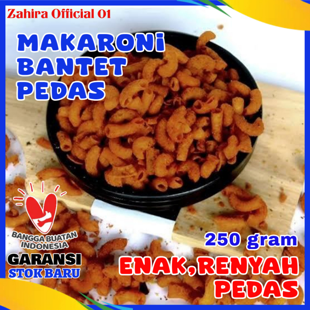 

Keripik Makaroni Bantet Pedas Daun Jeruk Cemilan Pedas 250gram
