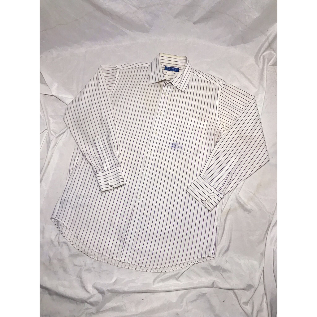 Nego Boskuu > Tootal London Long Sleeve Small Stripes Executive Shirt Original - White/Purple (Outfi