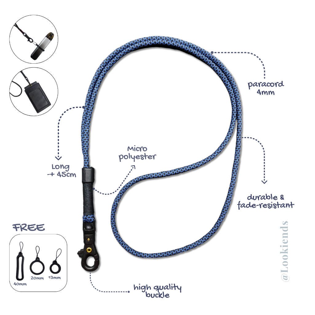 

BlueCordFlex Lanyard Paracord (ID Card & Pods) FREE PODS HOLDER - BlueCordFlex Tali Gantung Paracord (ID Card & Pods) – Gratis Holder Pods | Aksesori Multifungsi