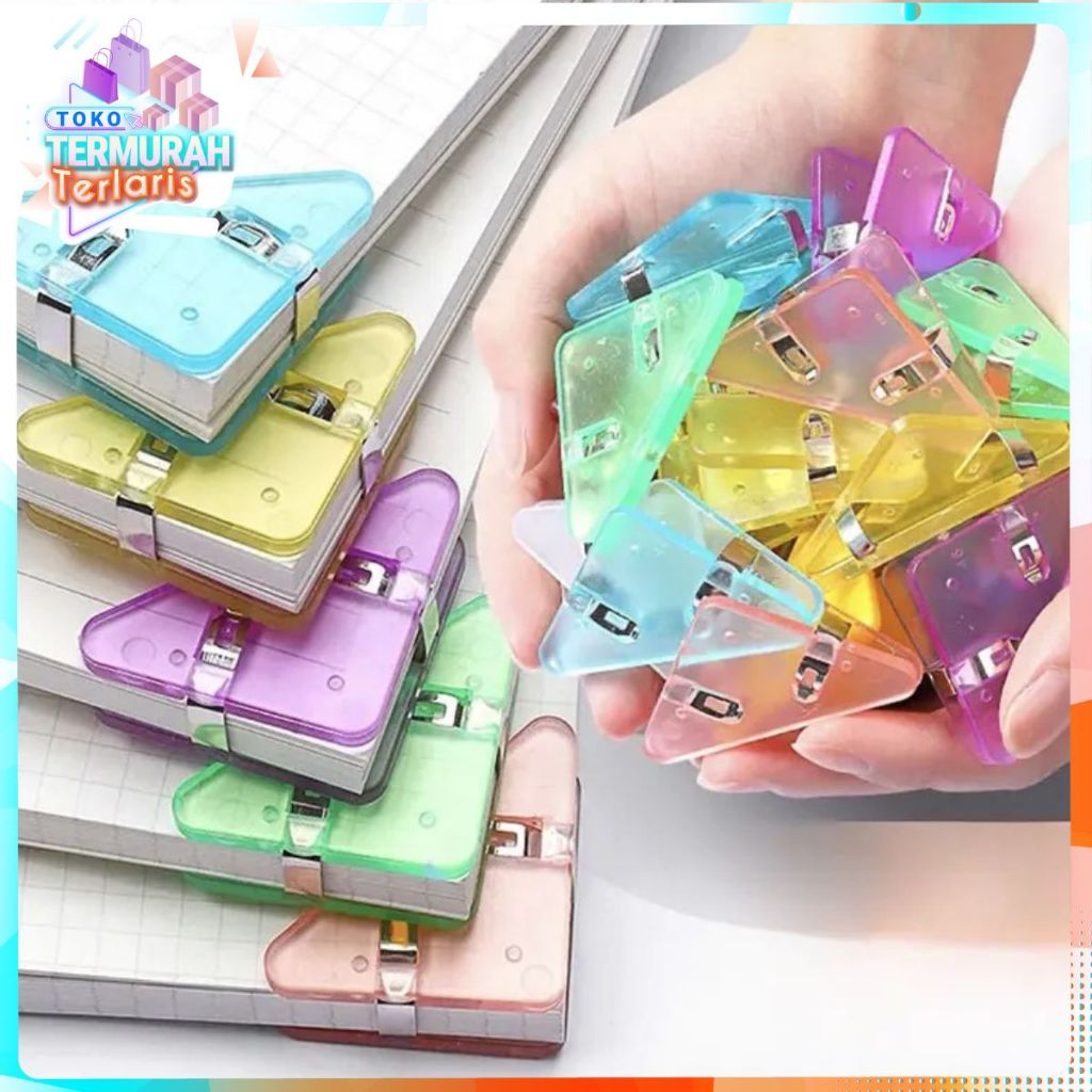 

TTT Paper Clip Segitiga Warna-Warni Klip Sudut Penjepit Buku Akrilik Penjepit Kertas Binder Plastik Clips Book & Paper Corner Perlengkapan Kantor Sekolah t
