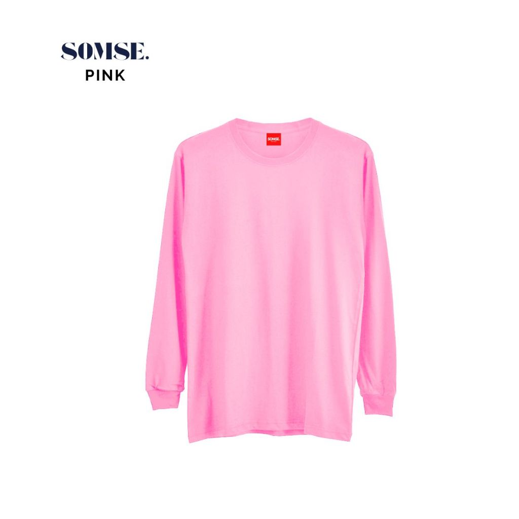 SOMSE. Tshirt Pink ~ Kaos Polos Lengan Panjang Rib Cotton Combed 24s