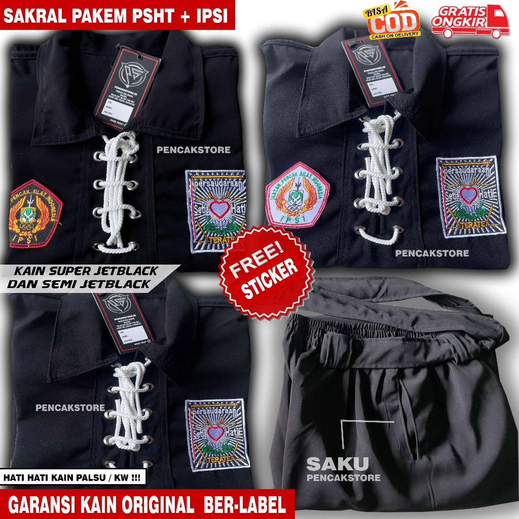 SAKRAL WARGA PSHT SUPER JETBLACK DAN SEMI JETBLACK/ALEXANDRO + BET IPSI DAN BENDERA (SUDAH DIJAHIT) 