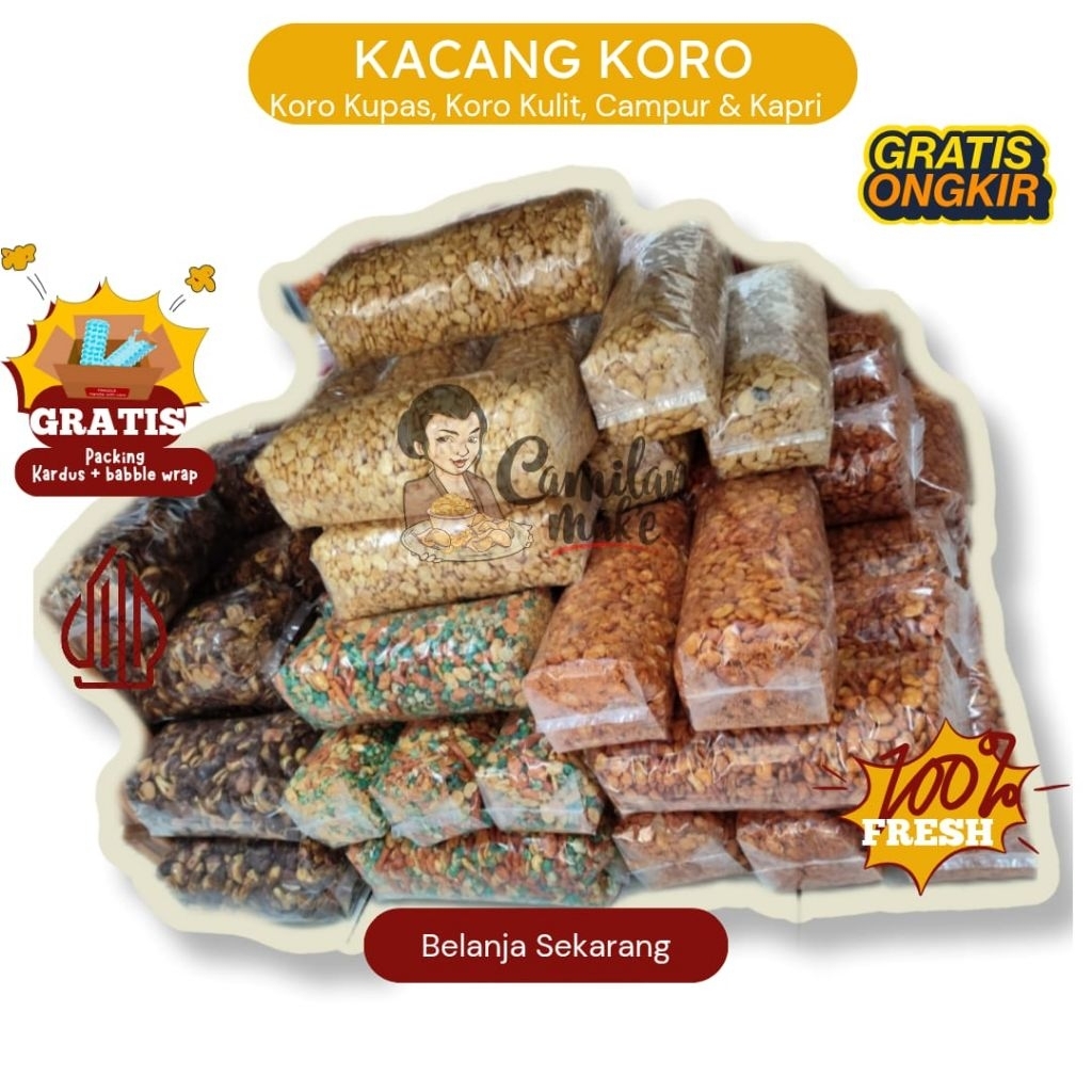 

ANEKA KORO/ KACANG KORO/ KORO KULIT/ KACANG POLONG JEPANG/ POLONG TEPUNG/ CAMILAN MAK'E/ CEMILAN/ SNACK KILOAN