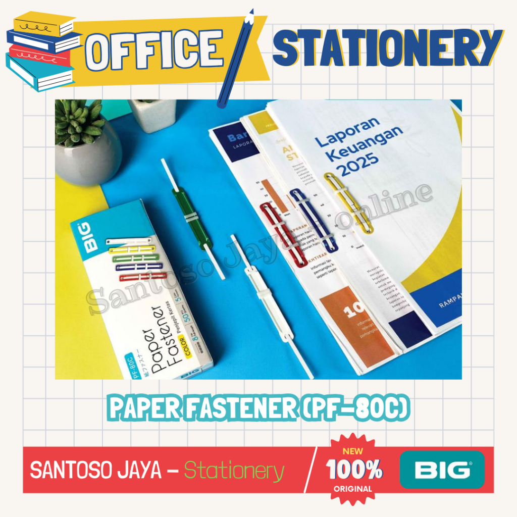 

Penjepit Kertas BIG Warna & Putih - Paper Fastener BIG Color & White PF-80