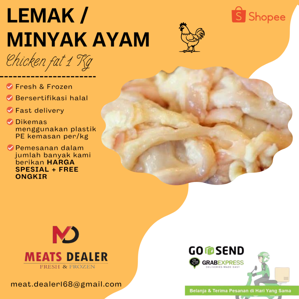 

Lemak Ayam Bersih / Minyak Ayam / Chicken Fat ( 1 Kg )