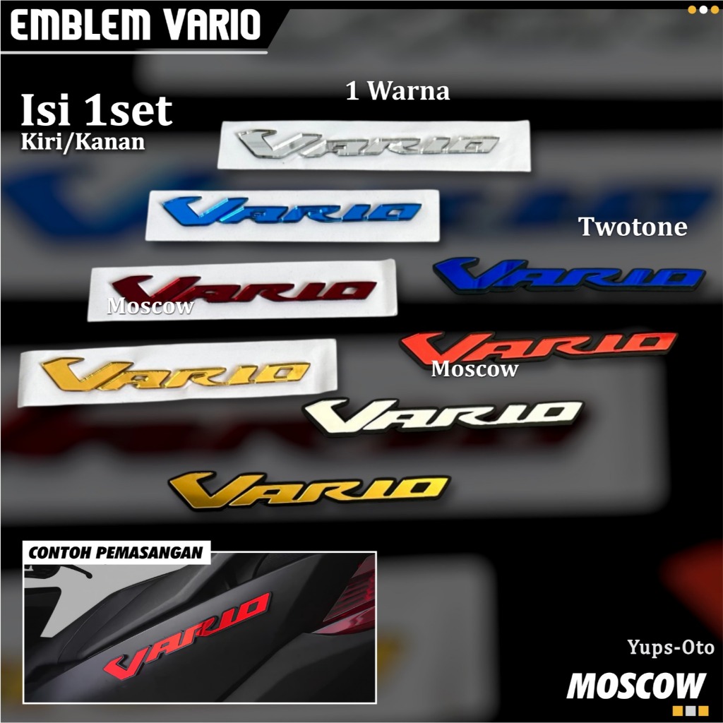 Logo Emblem Vario 150 125 Timbul Emlem Stiker 3D List Tulisan Original 2 Pcs Sepasang Set Emblem Sti