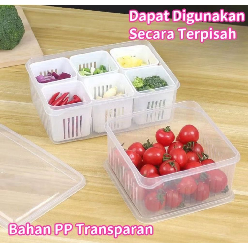 (ACEH-TIMUR)FOOD CONTAINER TRANSPARAN SEKAT/FOOD CONTAINER TRANSPARAN KULKAS/DAPUR