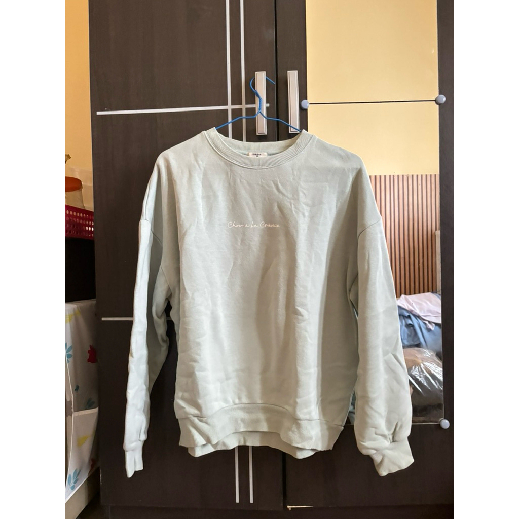 Preloved Hoodie Sweatshirt Crew Neck Soft Green Polham