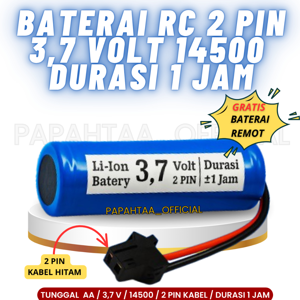 baterai rc 3.7 volt 14500 tahan lama batre 3 7v mainan mobil remote control