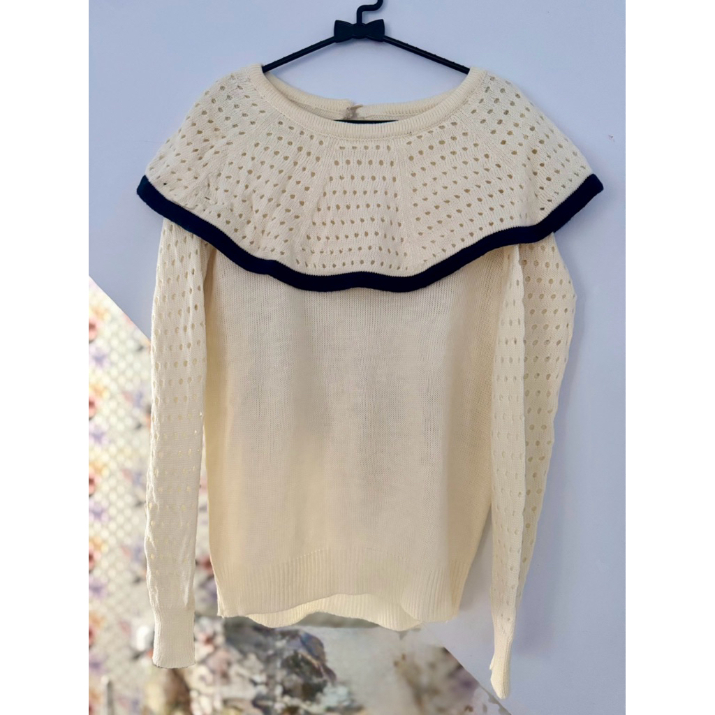 Preloved Blouse rajut sailor