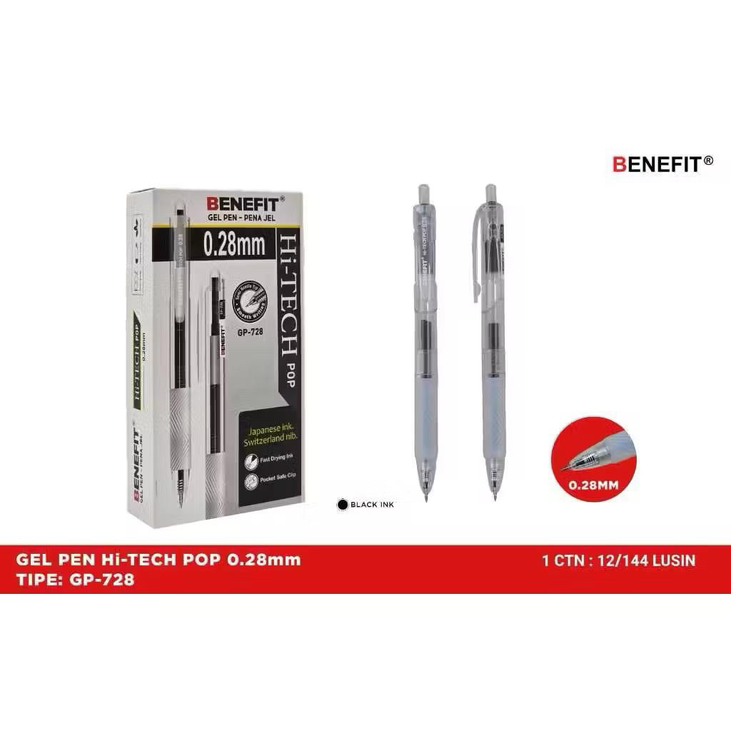 

Gel pen / Hi-Tech Pop Gp-728 Benefit 0.28 mm. ( 1 pack isi 12 pcs )