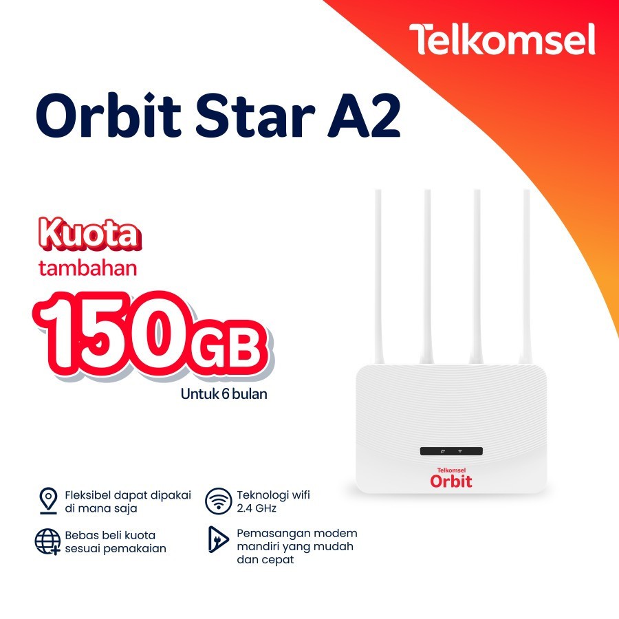 TELKOMSEL ORBIT STAR A2 MODEM WiFi 4G HIGH SPEED 4 Antena Bonus Data 150GB